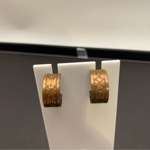 Floral Engraved Copper-Tone Hoop Earrings